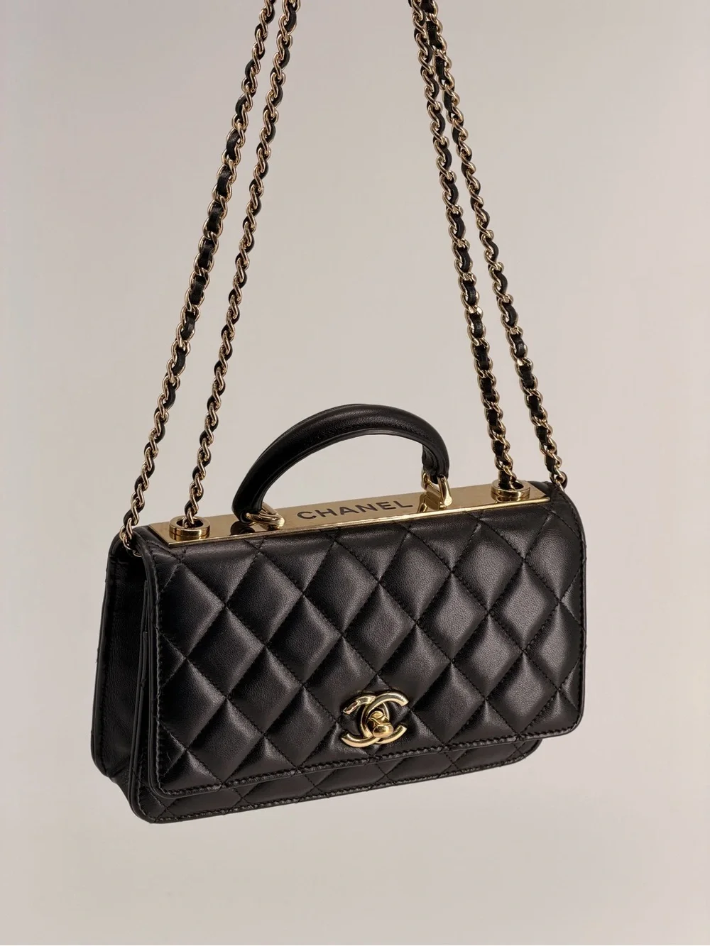 Chanel Trendy CC Wallet On Chain in Black Lambskin Learher